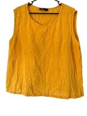 Zanzea Sleeveless Cotton Lightweight Breathable Tank Top in Mustard Women’s 4XL